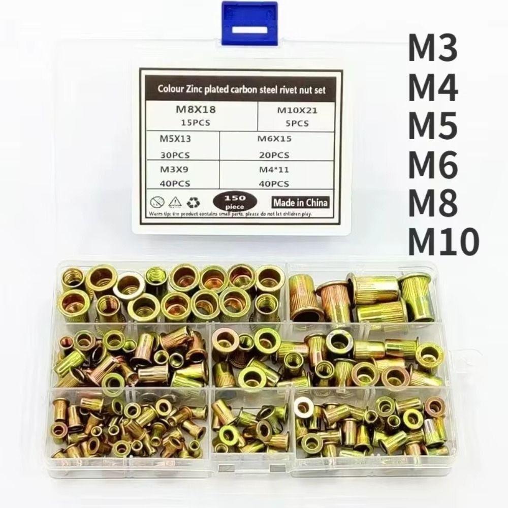 Flat Head Rivet Nut Zinc Plated Nutsert Cap M 3 - M 10 Threaded Rivet  For Screw Bolt