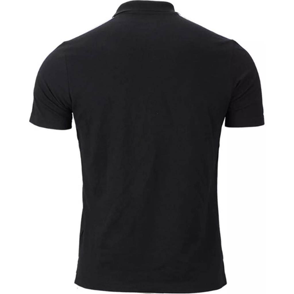 Adidas FW22 Solid Color Logo Print Striped Short Sleeve Polo Shirt Men Tops Black GK9097