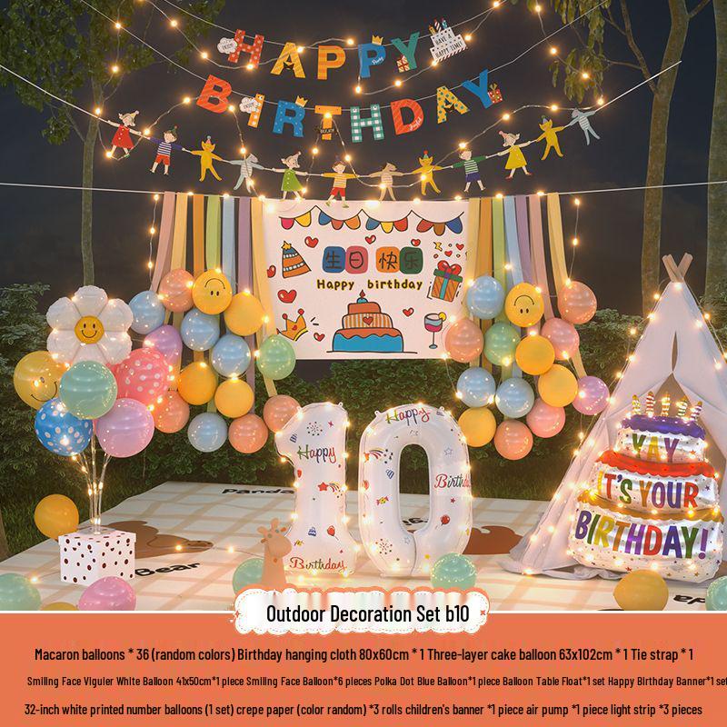 Xiaohongshu První narozeninová kempingová párty Balónky a banner pro děti