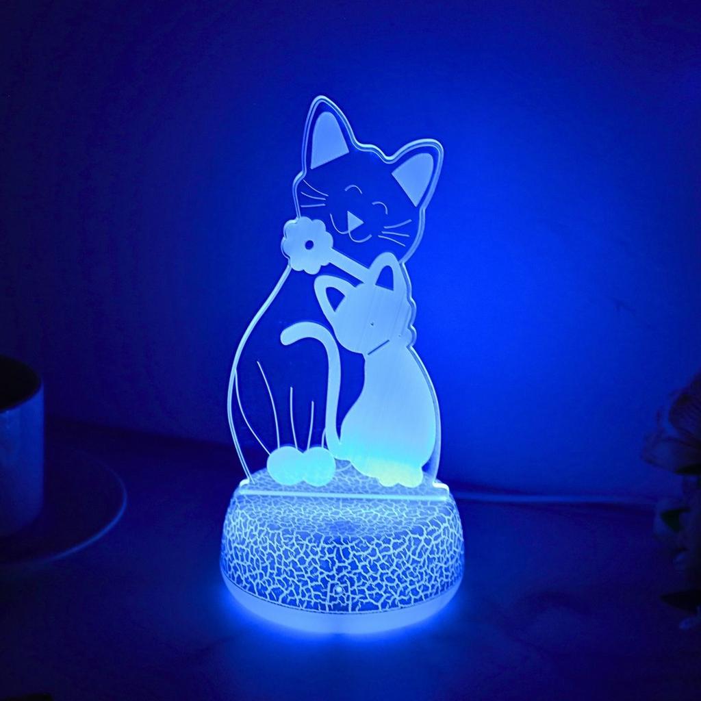 1pcCat 3D Colorful Night Light LED Desk Lamp 7&3 Colors Room Decoration Night Light Birthday Halloween Children's Christmas Gift