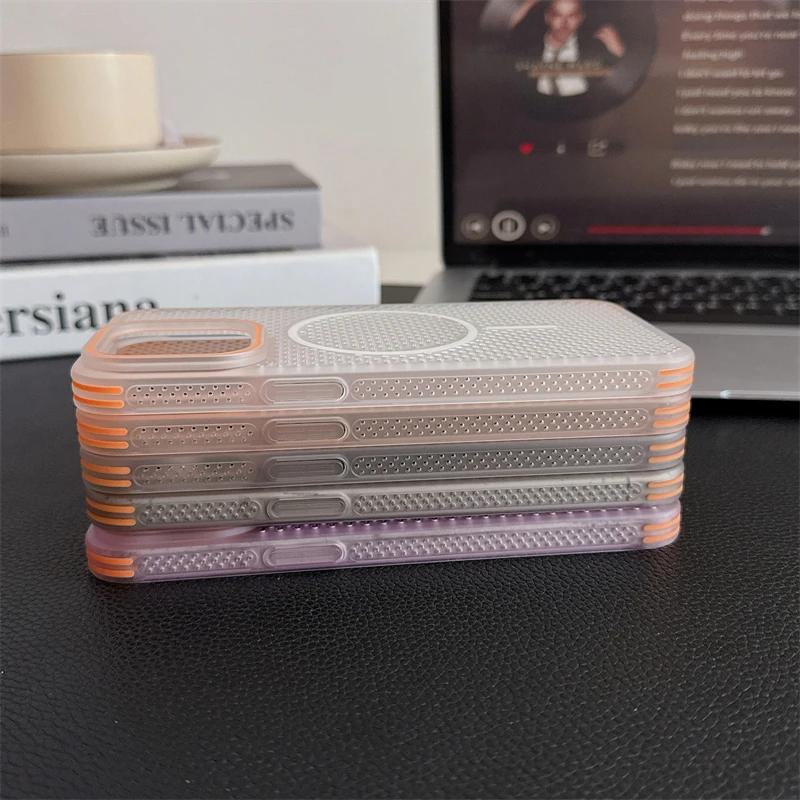 Cooling Heat Dissipation Magnetic Phone Case For iPhone 16 15 14 Plus 13 12 Pro Max Case Breathable Hard Back Cover For Magsafe