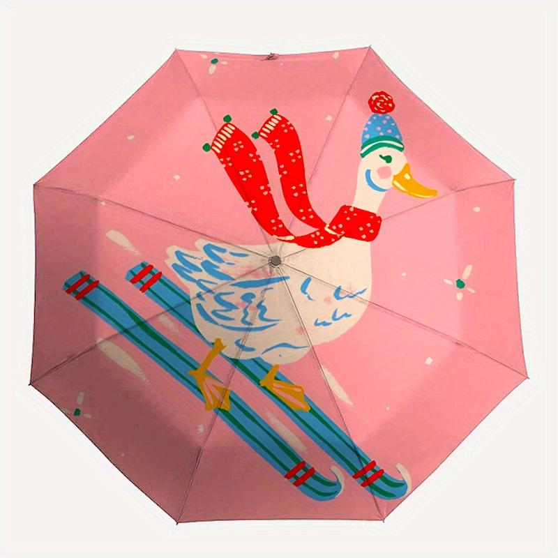 

1pc Skiing Duck Automatic Open/Close Umbrella Sturdy Iron Frame, Compact Travel UmbrellaIntricate Design Umbrella a0829070