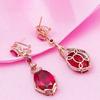 Sparkling Luxury Palace Style Ruby Earrings for Women Copper Plating Rose Gold Red Zircon Wedding Engagement Zircon Gift
