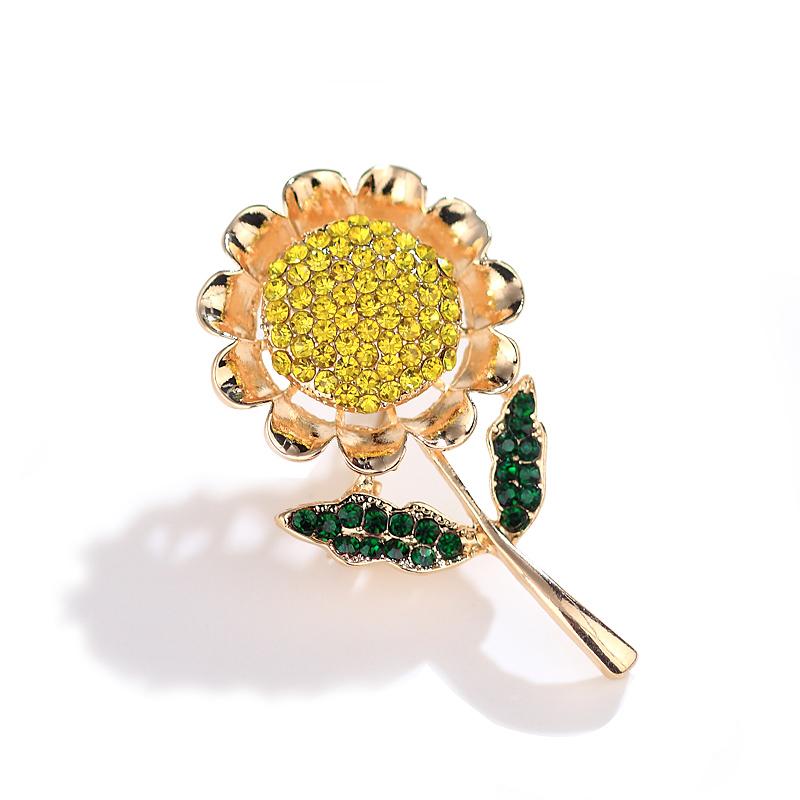 

Брошь в виде листа подсолнечника со стразами для женщин, модные украшения, броши в виде растений, подарок