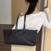 Women's Slouchy Pu Leather Woven Tote Bag Satchel Hobo Bag Woven Shopper Designer Drawstring Inner Casual Commuting Shoulder Bag