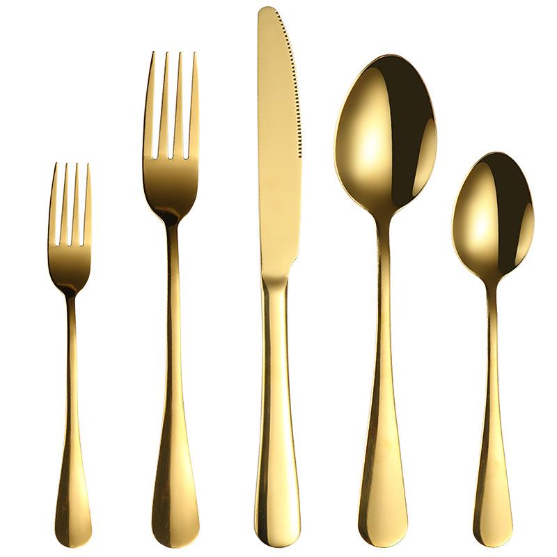 

Набор столовых приборов класса люкс, 5 предметов, набор вилок, ложек и ножей, элегантный набор золотой посуды из нержавеющей стали, кофейная ложка, кухонный набор посуды