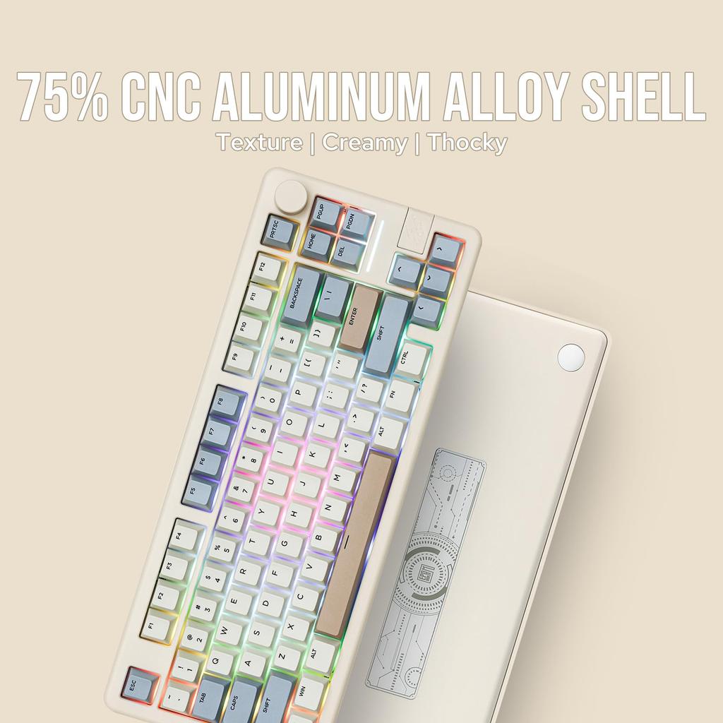 EPOMAKER Galaxy70 Wireless Gaming Aluminum Mechanical Keyboard with Bluetooth Wired Programmable Creamy and Technical Standards Certification Petal