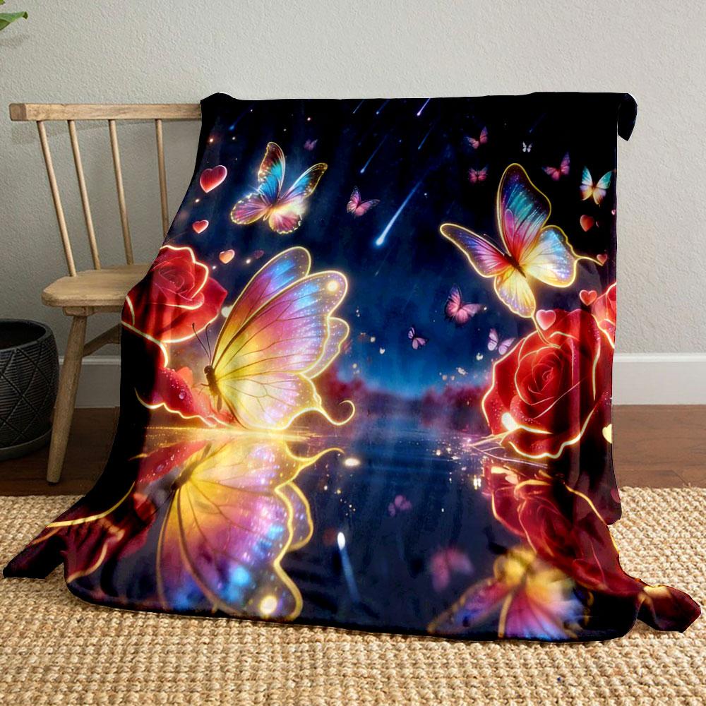 1PC Romantic and Dreamy Flowers Printed Blanket Children Adult Soft and Warm Bedding for Sofa Outdoor Travel Cover Blanket