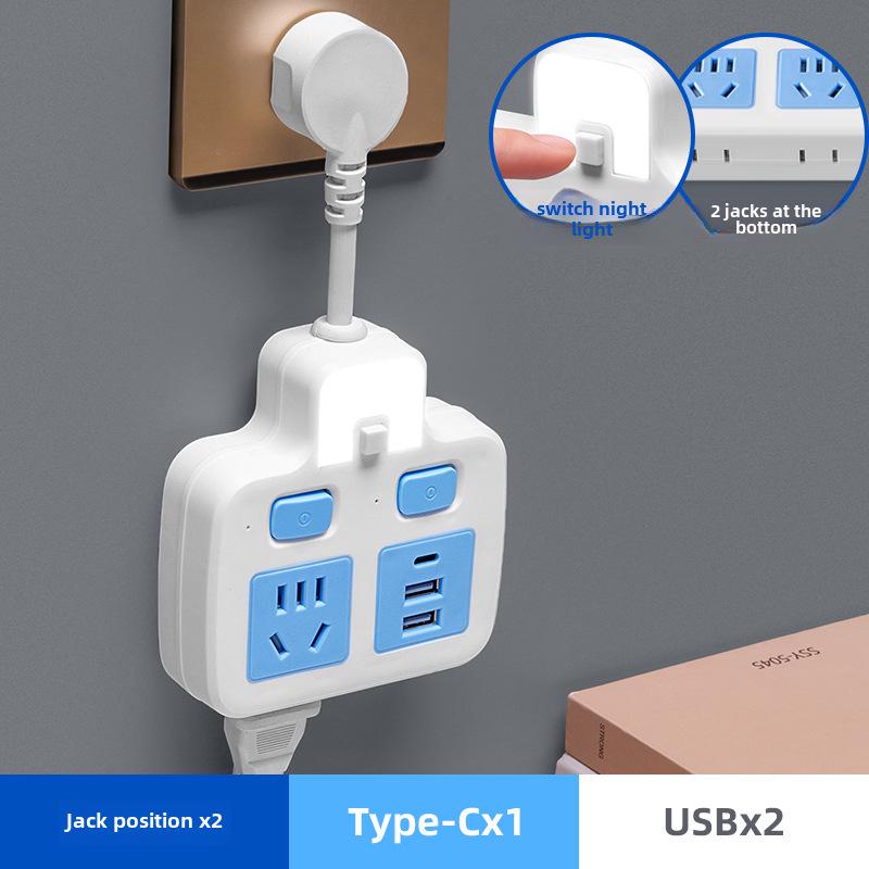 Multifunction USB Nightlight Power Strip with Wireless Multi-Switch and One-to-Many Conversion Sockets.