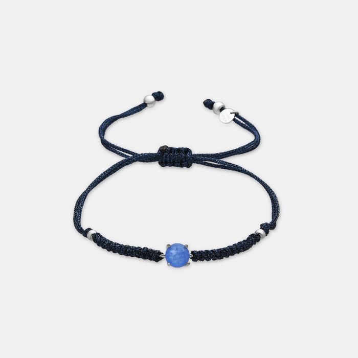 Bracelet - Akma - Argent 925 - Quartz hydrothermal bleu clair - Réglable - Plaqué finition en rhodium