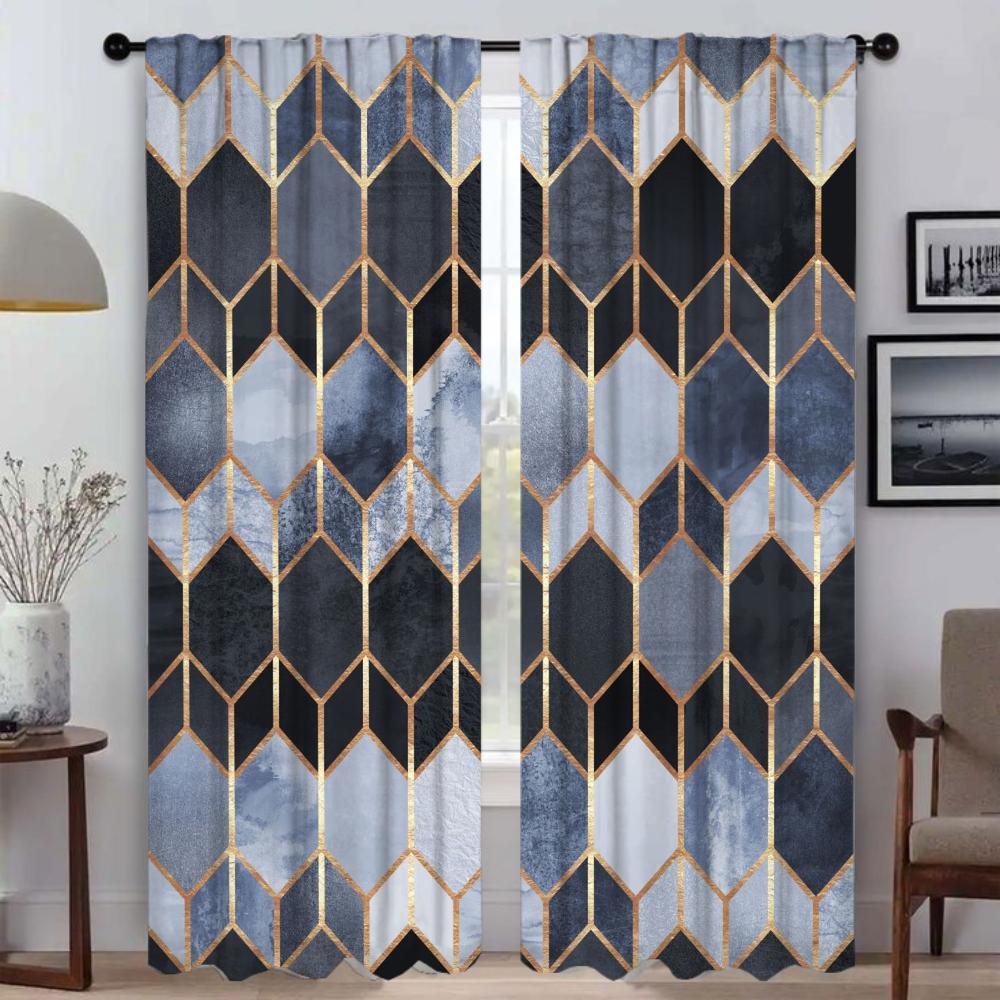 Modern Geometric Prismatic Lattice Partition Curtain Room Panel Living Curtains Tulle Bedroom Shades Darkening Polyester Ideal For