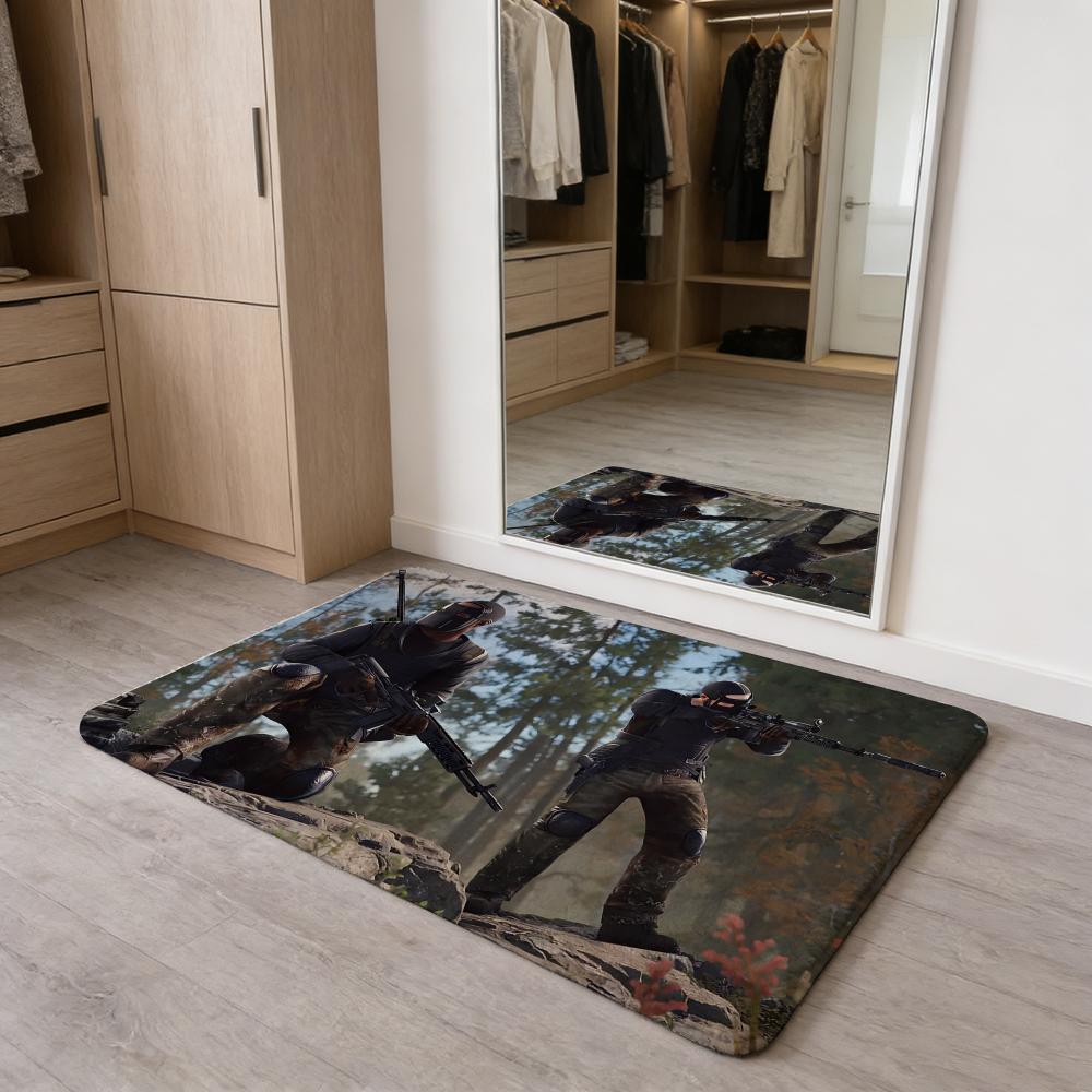 R-R-Rust Game Floor Mat Flannel Door Mat Non-Slip Absorbent Washable Indoor Home Rug