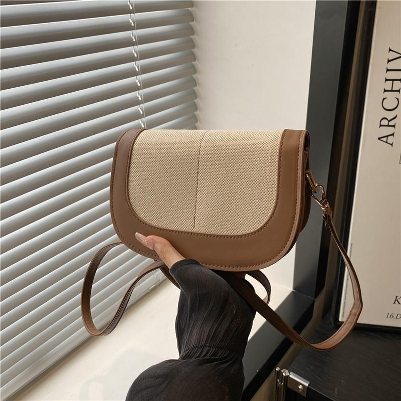 Trend Fashion Women's Bags Summer New Clamshell Splicing Contrasting Color Crossbody Women's Saddle Shoulder Armpit Bag
