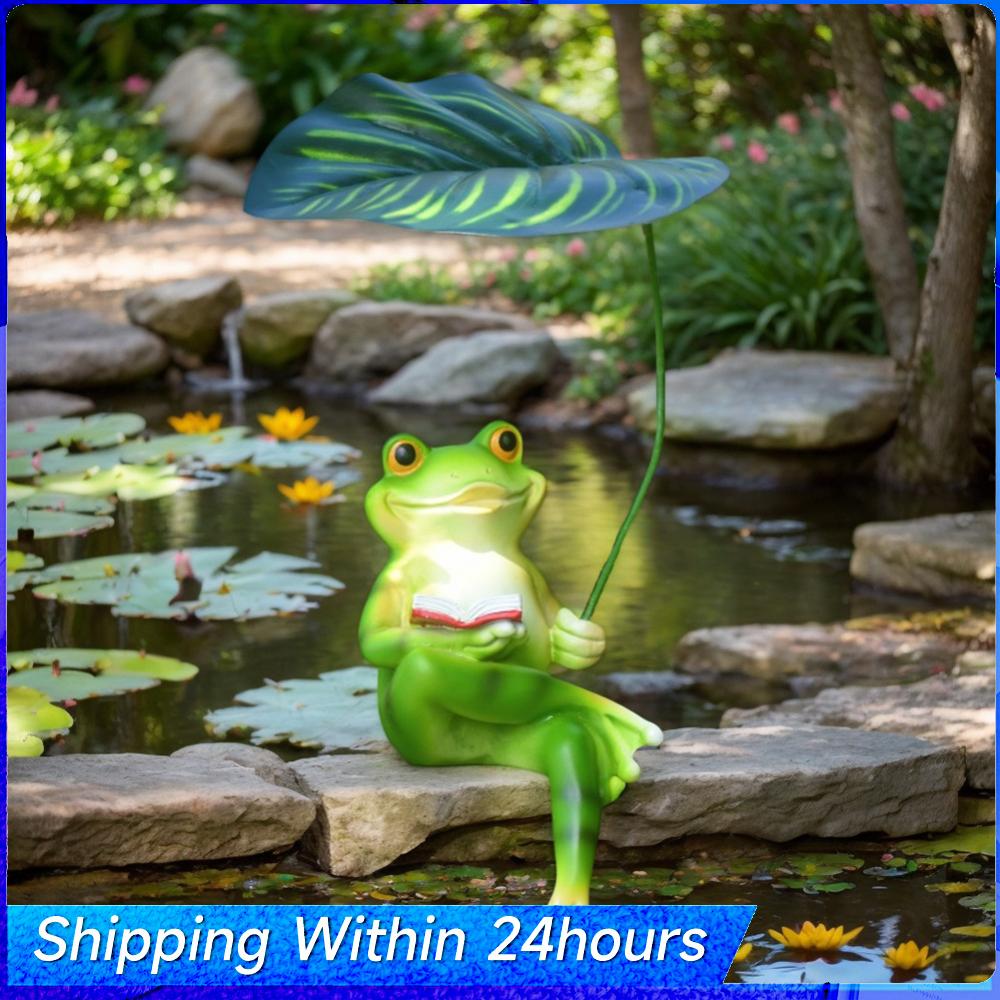 Frog Garden Statue Resin Animal Sculpture Cute Frog Statue for Garden Yard Patio Fairy Garden Accessories