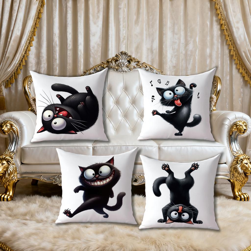 Funny Cat Design Pattern Digital Printing Pillow Cover Short Plush Suitable Living Rooms Bedrooms Sofas Throw Cushion Cover