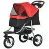 PawHut Dog Trolley Pet Trolley with 3 Folding Wheels for Dogs Cats In Oxford Fabric Red + Black 109.5 X 54.5 X 106.5 Cm