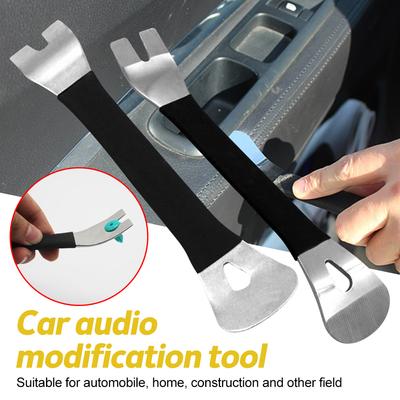 1Pc Strumento di rimozione delle finiture per auto in acciaio inossidabile Durevole a due estremità Livello di rimozione delle finiture Strumenti di leva Pannello porta Terminale audio Driver di fissaggio
