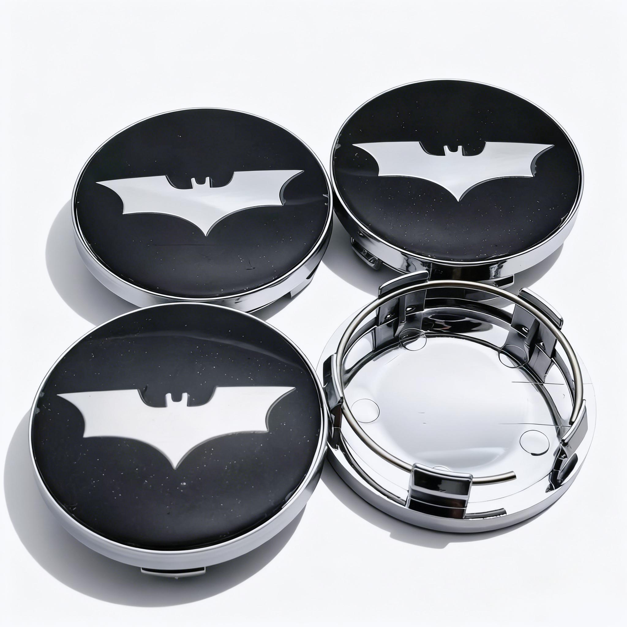 

4pcs Black Silver BAT Logo Emblem Car Wheel Center Caps 58MM 54MM Wheels Hub Cap Rim Hubcaps Dust Cover Replace Car Accessories BAT Badge&4pcs T58 Wheel Caps