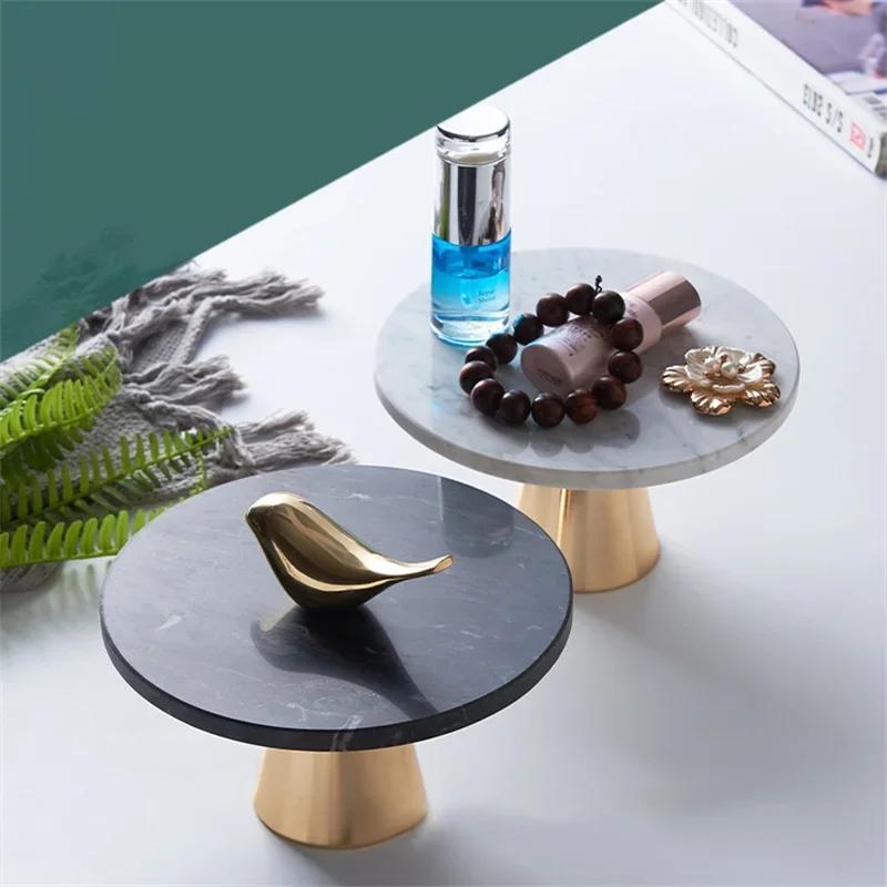 Runde Marmor Aromatherapie Ornament Kosmetik Lagerung Tablett INS Kuchen Desserts Pizza Halter Hochzeit Party Hotel Organizer Platte