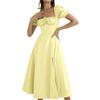 Women's Clothing, New Spring Models In Europe and America, French Style Sweet Bubble Sleeve Lace-up Split Dress