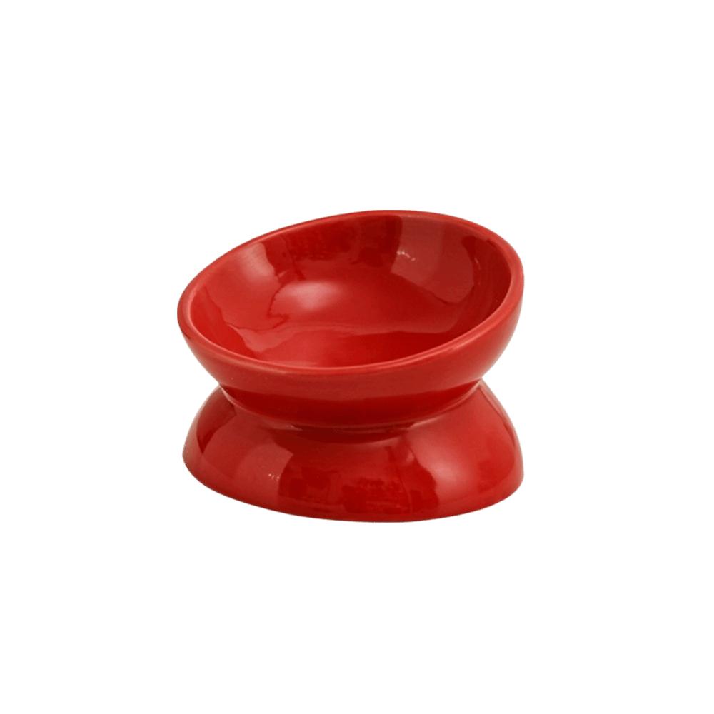 Large Diameter Ceramic Elevated Cat Bowl Flat Bottomed Cat Feeding Bowl  Cervical Protection