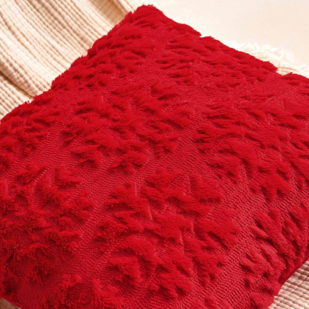 Christmas Tree and Star Embroidered Pillowcase - Festive Winter Sofa Cushion Cover