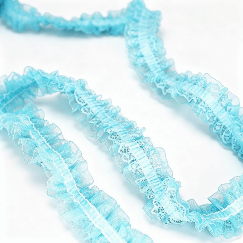 Double Layers Embroidery Lace Fabric Elastic Sewing Lace Trim Pleated Lace Trim For DIY Crafts
