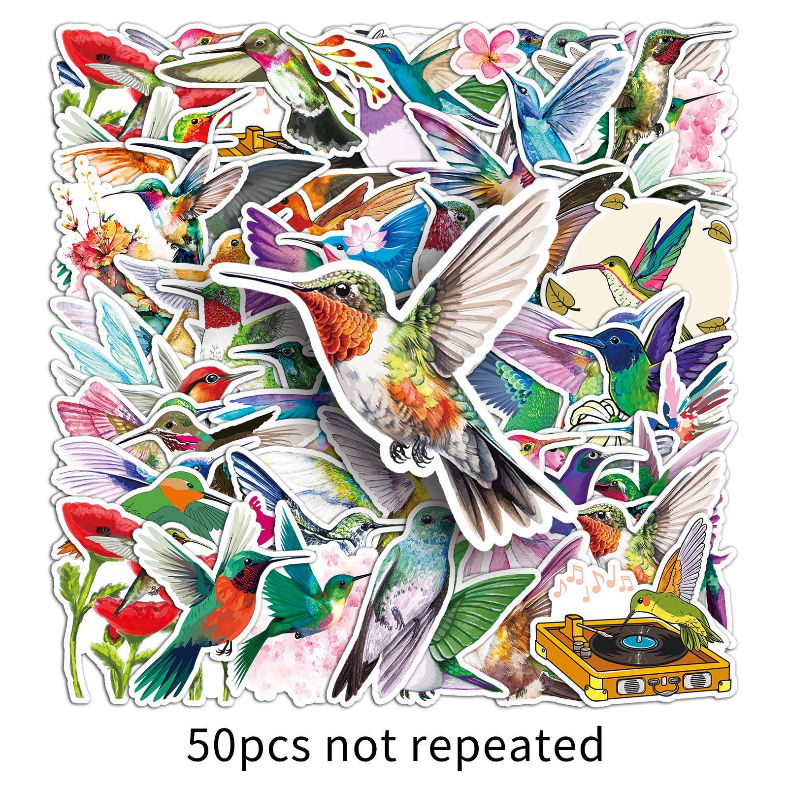 

50 Hummingbird Cartoon Stickers - Colorful & Waterproof for Tablets, Thermoses, Notebooks