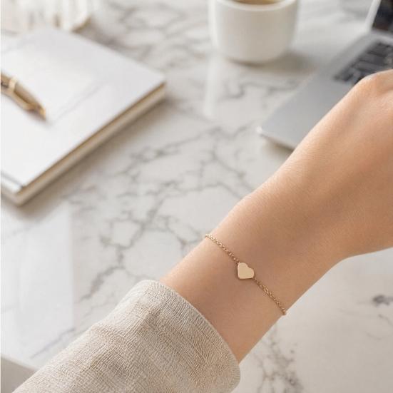 Necklace Bracelet Set, Alloy Plating Wear-Resistant Oxidation-Resistant Jewelry, Adjustable Chain Minimalist Love Pendant Jewelry