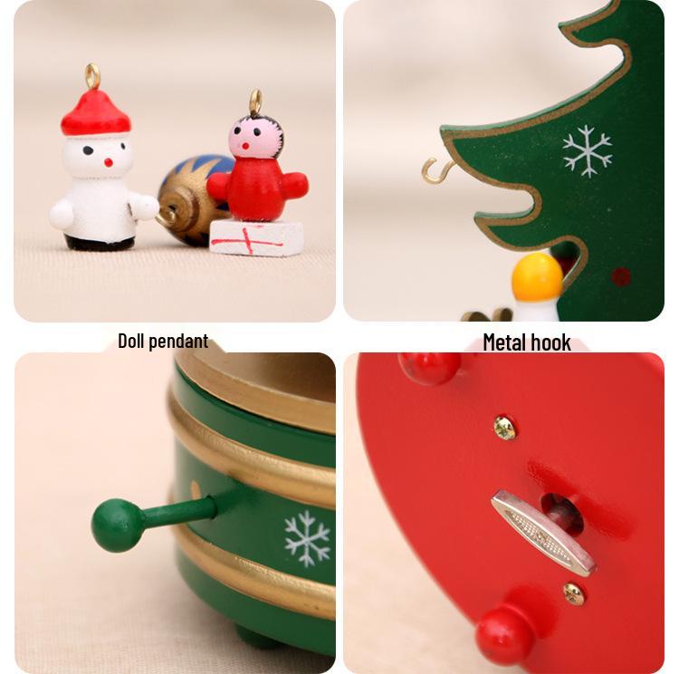 Wooden Rotating Christmas Tree Music Box - Holiday Decoration & Children's Gift