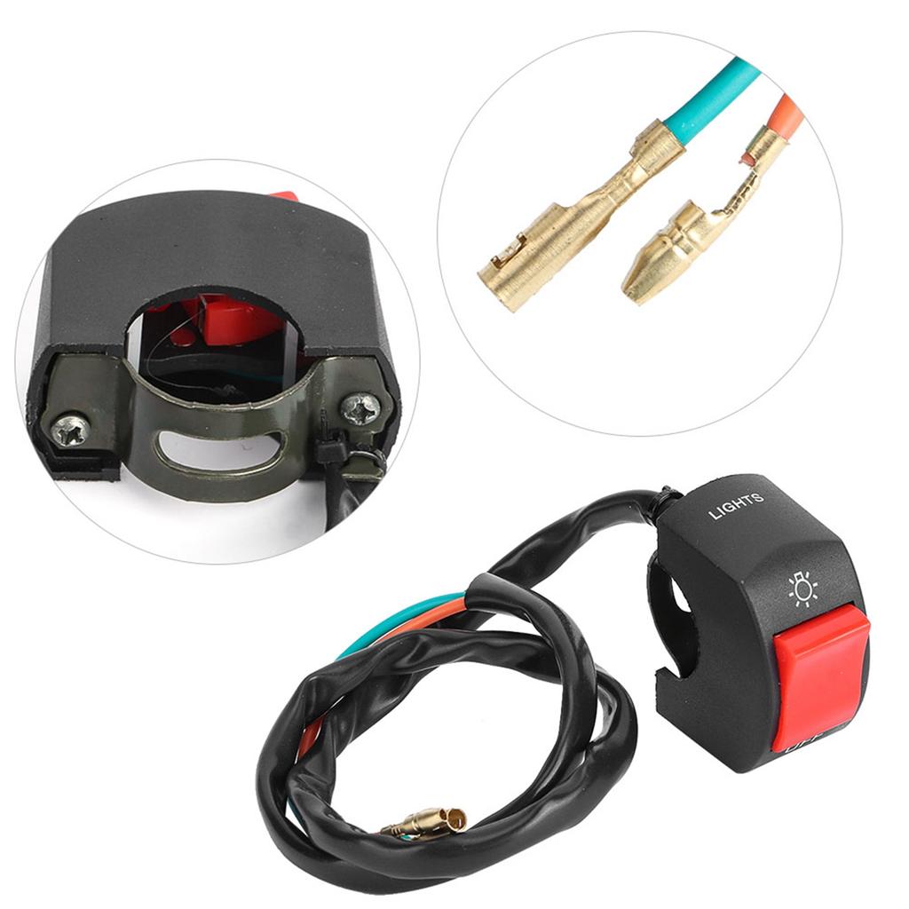 Motorcycle 7 8inch Handlebar Mount LED Headlight On Off Switch with Red Button