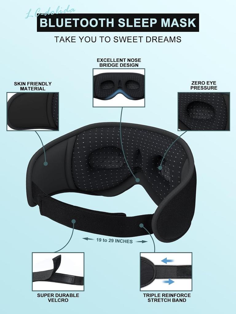 Sleep Headphones, 3D Sleep Mask Bluetooth wireless Music eye mask