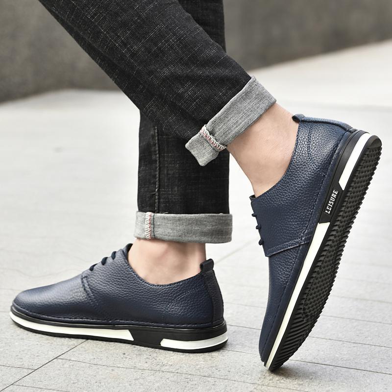 Handgefertigte Freizeitschuhe aus echtem Leder zum Schnüren für Herren, Outdoor-Oxfordschuhe zum Joggen, hochwertige Herren-Skateschuhe, atmungsaktive flache Schuhe