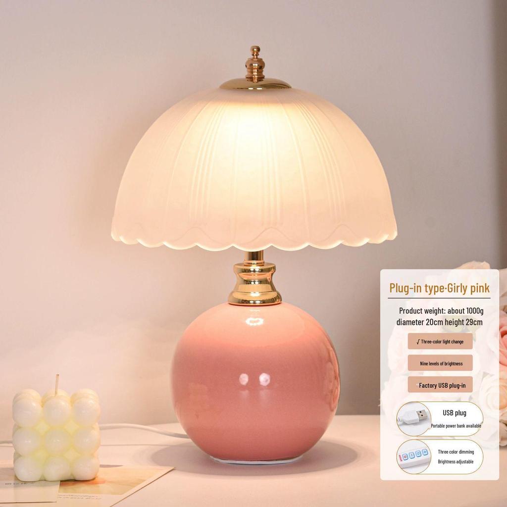 Cream Style Luxury Bedside Table Lamp - Creative Atmosphere Light for Bedroom and Weddings