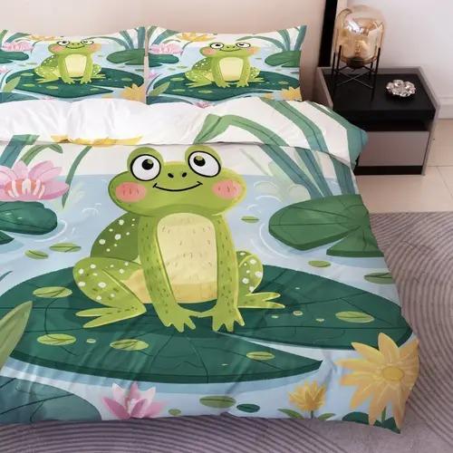 Frog Duvet Cover Duvet Cover With Frog Pattern Suitable For Children Boys Girls And Adults Warm Soft And Comfortable Breathable