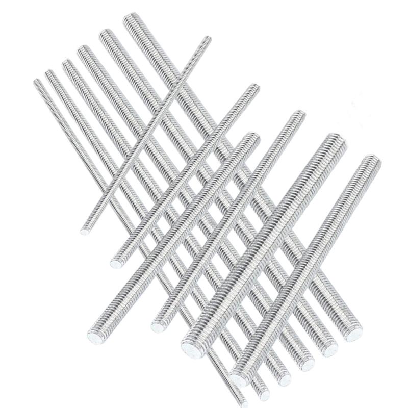 304 Stainless Steel Threaded Rod M2-M20, 250mm/500mm Length, All Thread Stud Bar 1pcs