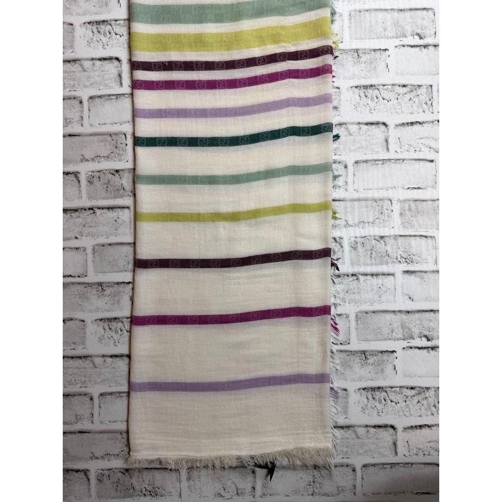 Used USED GUCCI GG Logo Multicolor Border Large Stole