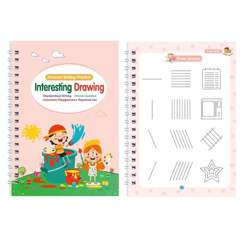 Magical Handwriting Practice Book Letter Number Art Drawing Mathematical Operations Workbook For Preschooler Children