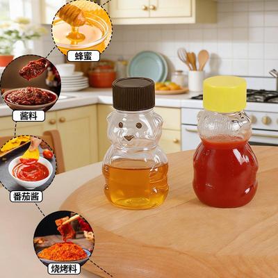 1/4Pcs Mini Bear Sauce Bottles Small Condiment Containers Portable Squeeze Bottle For Picnic Travel Kitchen Supplies Soy Sauce