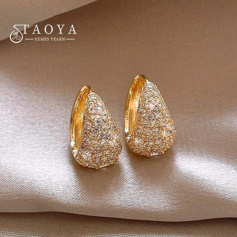 Luxury Gold Color Ear Buckle Exquisite Micro Inlaid Zircon High-End Earrings For Women‘s Jewelry Accessories New Design 2026
