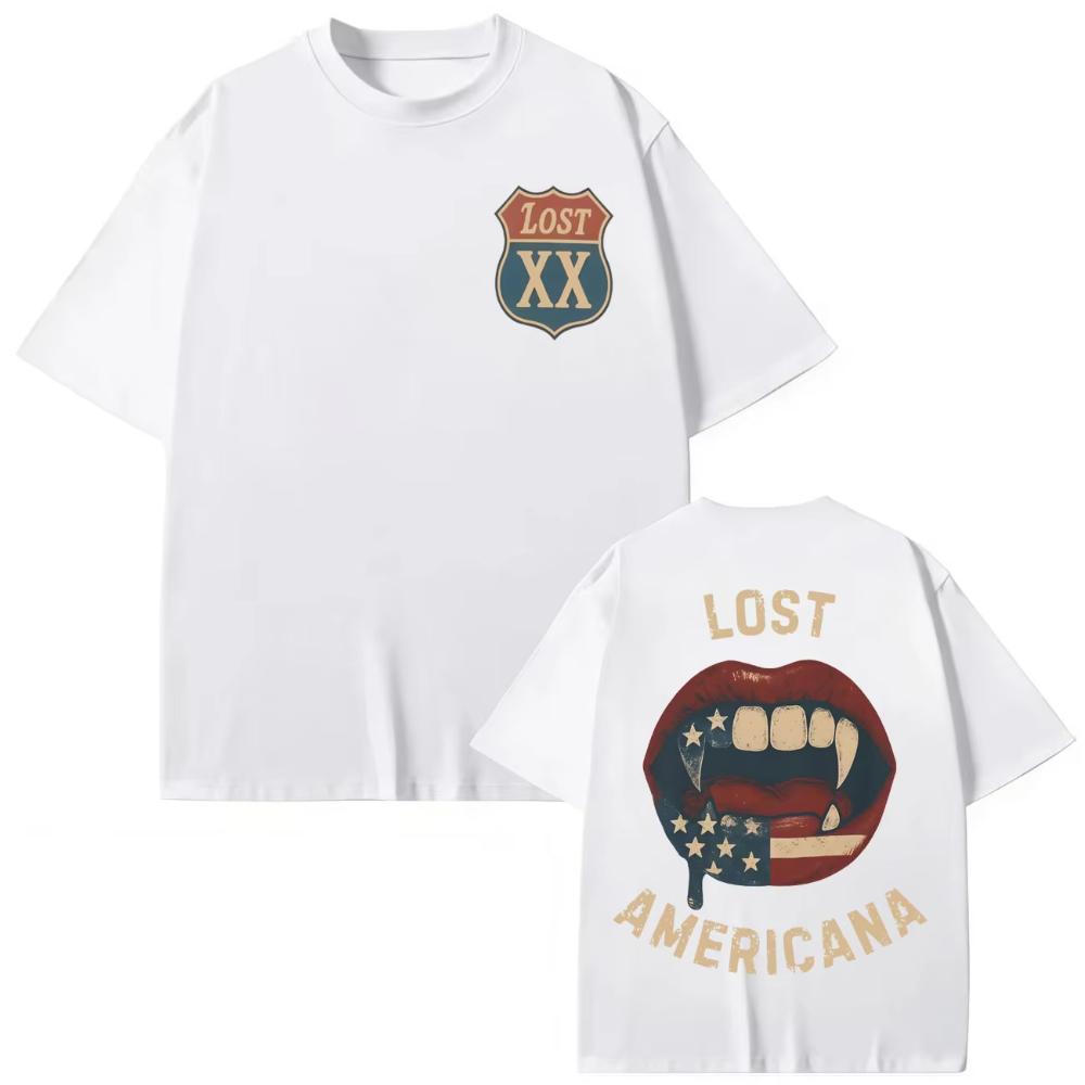 Raper MGK Lost Americana Tour 2026 Koszulki Męskie Damskie Hip Hop Moda Koszulki z Krótkim Rękawem Letnie Codzienne Luźne Bawełniane Koszulki