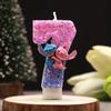 Stitch Angel Number  Candle Glitter Pink Blue Cartoon Character Birthday Cake Topper Candle Kids Party Decor Gift