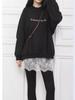Ladies' Layered Sweatshirt with Lace Midi Skirt and Sweater Hem Cover for Spring & Autumn