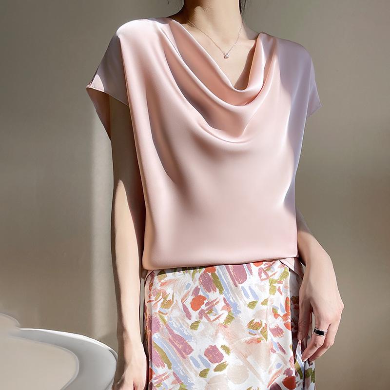 Summer 2025 Women's Stacked Collar Slim Fit T-Shirt Camisole