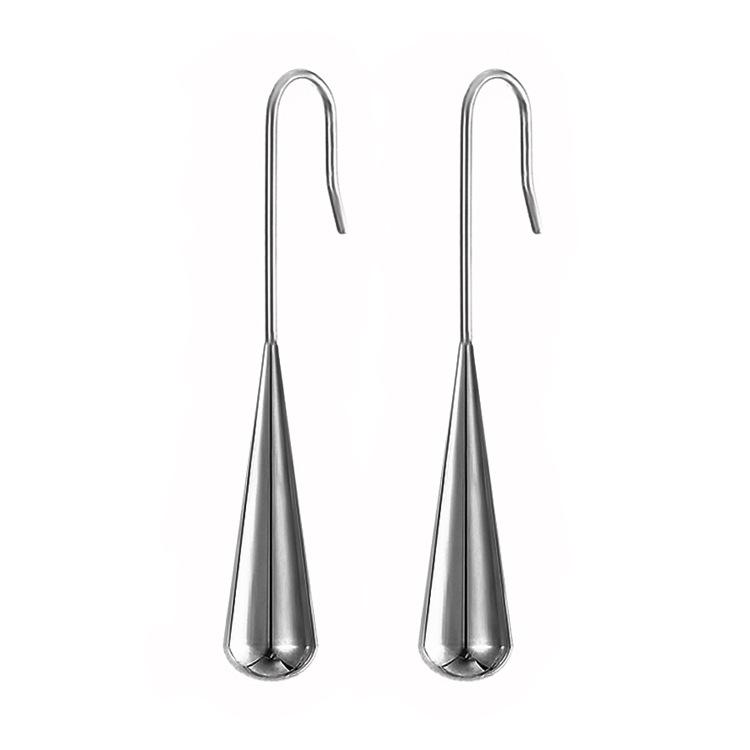 Boucles d'oreilles rétro européennes et américaines en acier inoxydable en forme de goutte d'eau avec longues manchettes d'oreille
