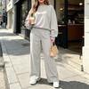 Women's Casual Fashion Long Sleeve High Waist Wide Straight Leg Sweatsuit Set