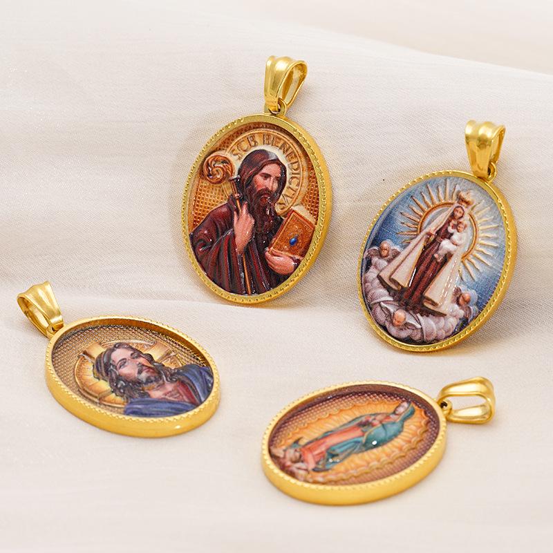 Men's Retro Saint Christopher Greek Mythology Pendant Necklace in Stainless Steel