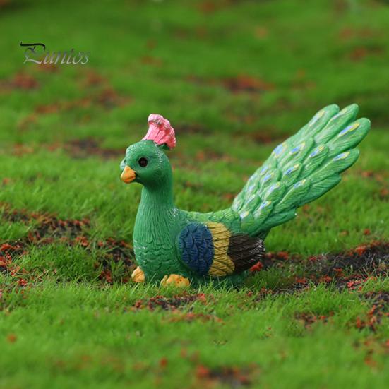 DIY Little House Peacock Ornament Decorative Realistic Hand-crafted Photo Props Display Mold Resin Garden Micro Landscape Home Decor Miniature Statue