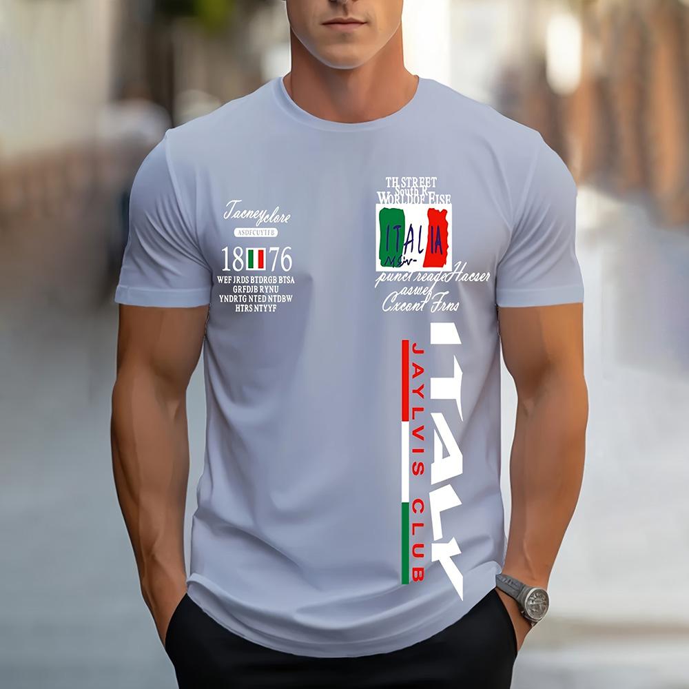 ETST 03 2024 Trendy Italy Style Men's Clothing Street Hipster Short Sleeve T-Shirts Plus Size Casual Crew Neck T Shirts Top New Menswear 2XL