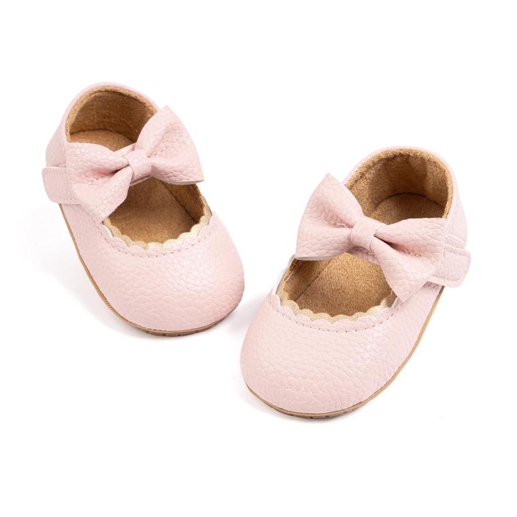 Baby Princess Shoes 0-1 Year, Soft Non-slip PU Leather with Bowknot, Suitable for Spring/Autumn.